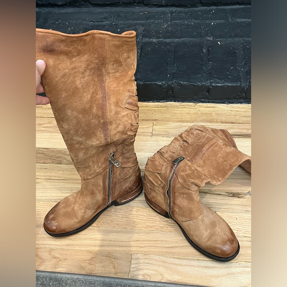 A.S.98 Teagan Knee High Leather Boots Womens6.5 EU37 Calvados Brown Boho Western